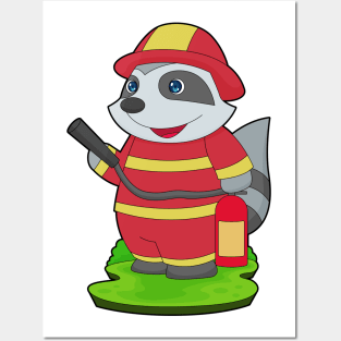 Racoon Firefighter Fire extinguisher Fire department Posters and Art